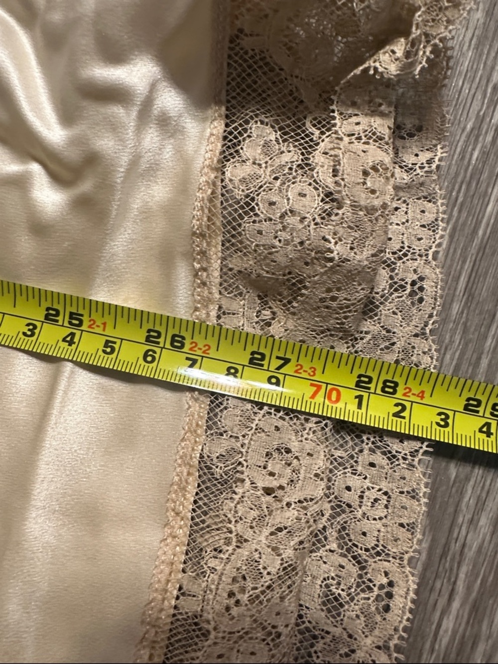 Vintage Silky Lace-Trim Slip Chemise in Cream by Fischer Lingerie - Picture 12 of 13